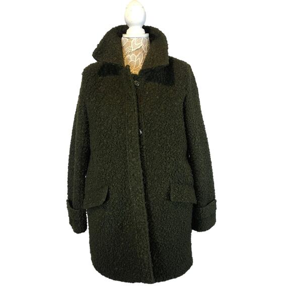 Vintage John & Jenn / Mid-Century Style coat green booucle size medium - Picture 1 of 12